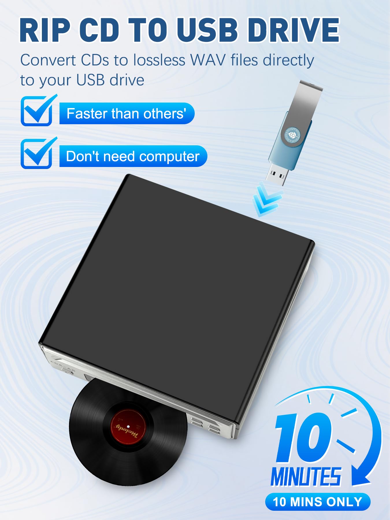 Amazon.com: Tovlroy HiFi CD Player for Home, CD Ripper, Bluetooth